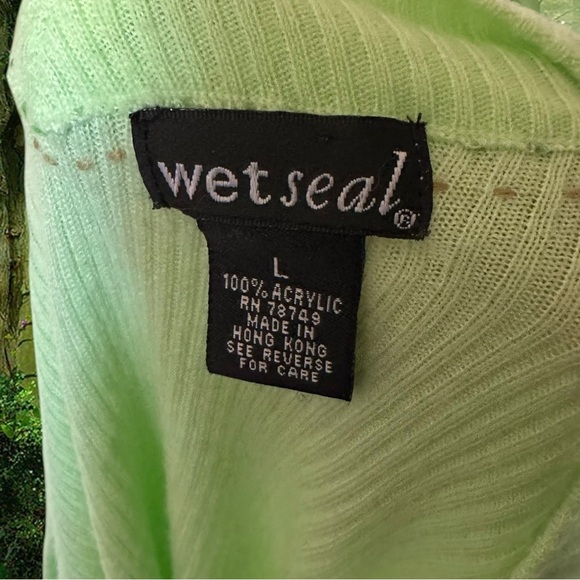 Y2k Wet Seal Lime Green Pullover Sweater Top Size L - Picture 9 of 9